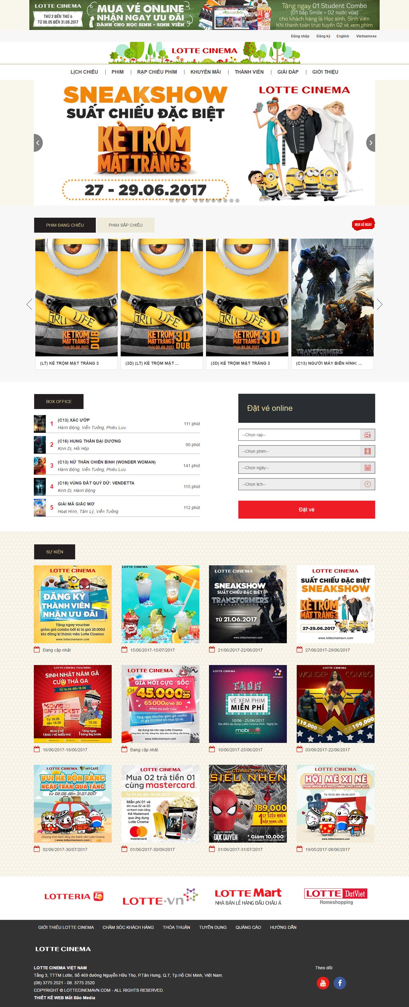 Thiết kế Web phim ảnh lottecinemavn.com